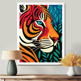 Glorious Portrait Of Tiger In The Woods Retro Abstract - Brown Tiger Wall Art