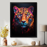 Portrait Of Tiger Fuchsia Neon Glow - Brown Tiger Wall Art