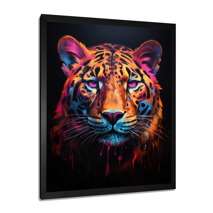 Portrait Of Tiger Fuchsia Neon Glow - Brown Tiger Wall Art