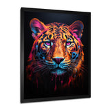 Portrait Of Tiger Fuchsia Neon Glow - Brown Tiger Wall Art