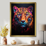 Portrait Of Tiger Fuchsia Neon Glow - Brown Tiger Wall Art