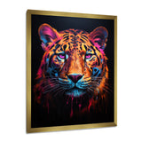 Portrait Of Tiger Fuchsia Neon Glow - Brown Tiger Wall Art