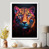 Portrait Of Tiger Fuchsia Neon Glow - Brown Tiger Wall Art