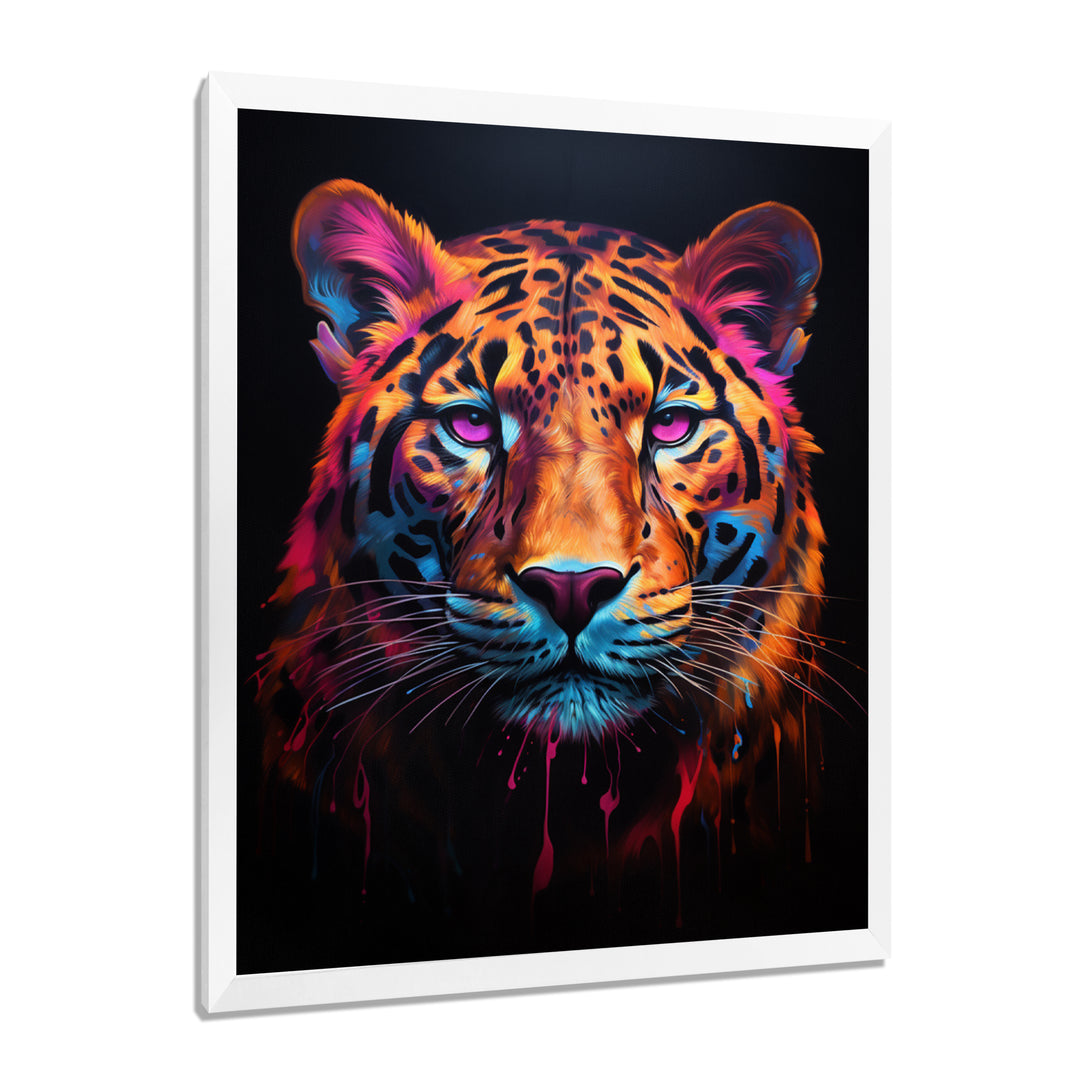 Portrait Of Tiger Fuchsia Neon Glow - Brown Tiger Wall Art