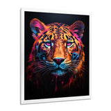 Portrait Of Tiger Fuchsia Neon Glow - Brown Tiger Wall Art