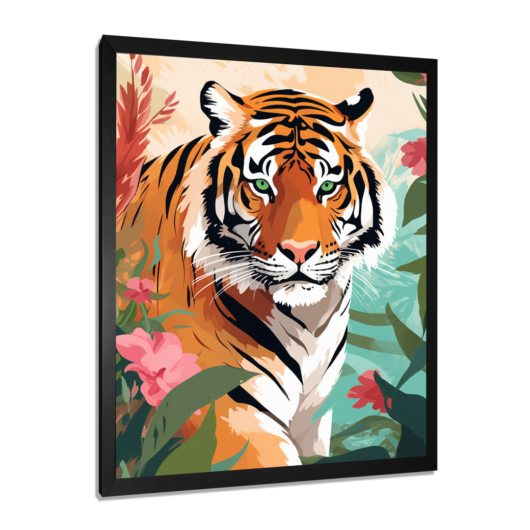 Orange Tiger Portrait In Tropical Jungle - Tiger Home Decor Art