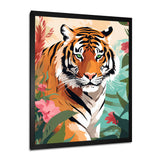 Orange Tiger Portrait In Tropical Jungle - Tiger Home Decor Art