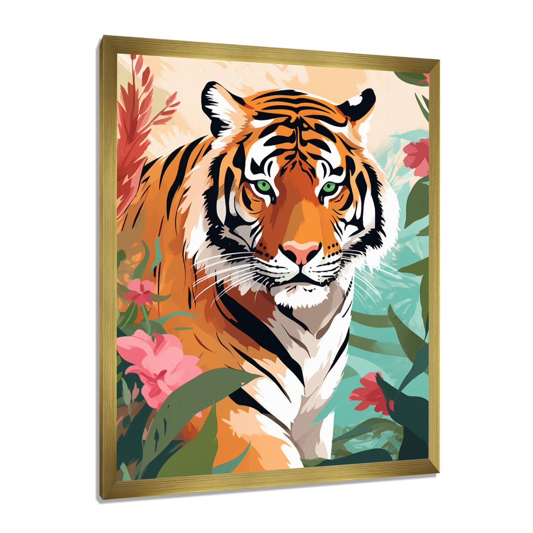 Orange Tiger Portrait In Tropical Jungle - Tiger Home Decor Art