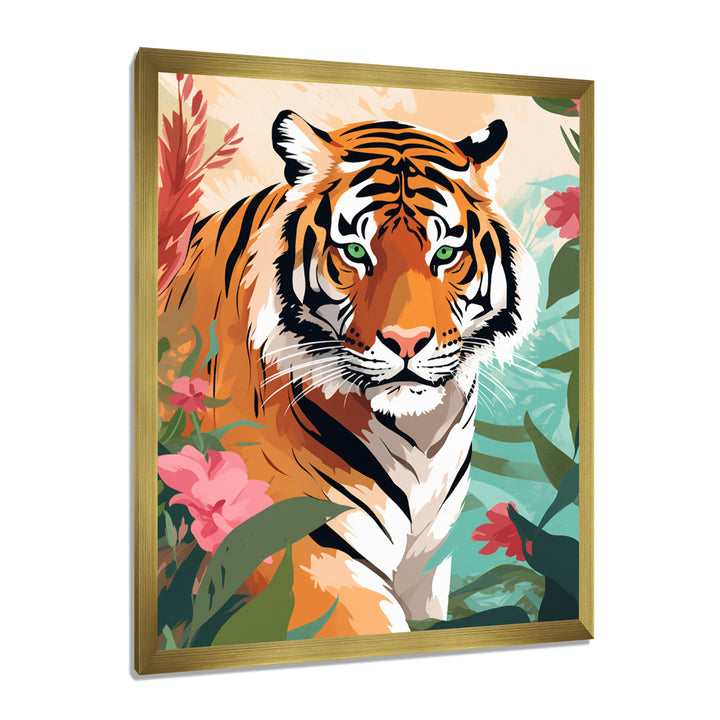Orange Tiger Portrait In Tropical Jungle - Tiger Home Decor Art