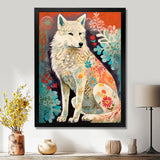 Powerful White Owl In Boho Forest Retro Illustration - Wolf Canvas Wall Art