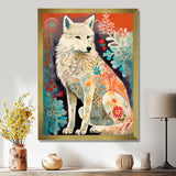 Powerful White Owl In Boho Forest Retro Illustration - Wolf Canvas Wall Art