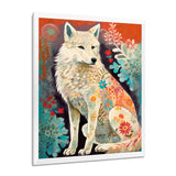 Powerful White Owl In Boho Forest Retro Illustration - Wolf Canvas Wall Art