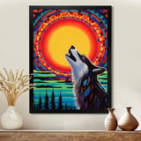 Wolf Howling At The Full Moon Ethnic Retro - Wolf Wall Decor