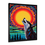 Wolf Howling At The Full Moon Ethnic Retro - Wolf Wall Decor