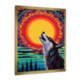 Wolf Howling At The Full Moon Ethnic Retro - Wolf Wall Decor