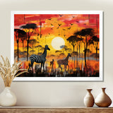 Zebra Roaming In The Savanna Under The Setting Sun - Zebra Large Canvas Wall Art