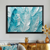 Bold White And Turquoise Boho Feathers Painting - Feathers Living Room Wall Art