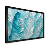 Bold White And Turquoise Boho Feathers Painting - Feathers Living Room Wall Art