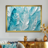 Bold White And Turquoise Boho Feathers Painting - Feathers Living Room Wall Art
