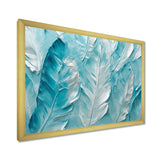 Bold White And Turquoise Boho Feathers Painting - Feathers Living Room Wall Art