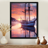 Sailboat Entering The Harbor In Sunset Mist - Boat Canvas Wall Art