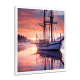 Sailboat Entering The Harbor In Sunset Mist - Boat Canvas Wall Art