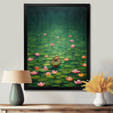 Pink Lotus River Tranquility Single Dinghy Floating - Boat Canvas Wall Art