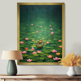 Pink Lotus River Tranquility Single Dinghy Floating - Boat Canvas Wall Art