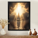 Sailboat Tranquility God Rays After The Storm - Boat Canvas Wall Art