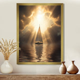 Sailboat Tranquility God Rays After The Storm - Boat Canvas Wall Art