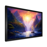 Sailboat Leaving The Fjord Harber Magical Sunset - Boat Canvas Wall Art
