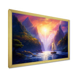 Sailboat Leaving The Fjord Harber Magical Sunset - Boat Canvas Wall Art