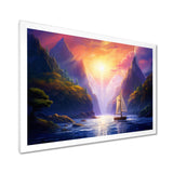 Sailboat Leaving The Fjord Harber Magical Sunset - Boat Canvas Wall Art