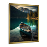 Canoe On Blue Forest Mountain Lake - Boat Canvas Wall Art