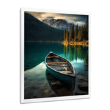 Canoe On Blue Forest Mountain Lake - Boat Canvas Wall Art