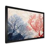 Red And Blue Deep Ocean Coral Retro Illustration - Coral Wall Art Prints