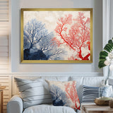 Red And Blue Deep Ocean Coral Retro Illustration - Coral Wall Art Prints