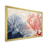 Red And Blue Deep Ocean Coral Retro Illustration - Coral Wall Art Prints