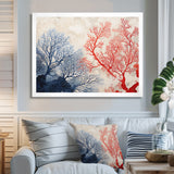 Red And Blue Deep Ocean Coral Retro Illustration - Coral Wall Art Prints