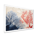 Red And Blue Deep Ocean Coral Retro Illustration - Coral Wall Art Prints