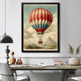 Retro Illustration Balloon Over Mountains - Hot Air Balloon Canvas Wall Art