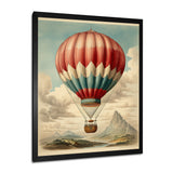 Retro Illustration Balloon Over Mountains - Hot Air Balloon Canvas Wall Art