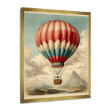 Retro Illustration Balloon Over Mountains - Hot Air Balloon Canvas Wall Art