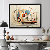 Mid Century Red Car Geometrics - Car Vintage Canvas Wall Art