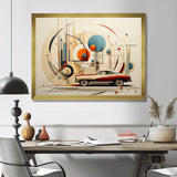 Mid Century Red Car Geometrics - Car Vintage Canvas Wall Art