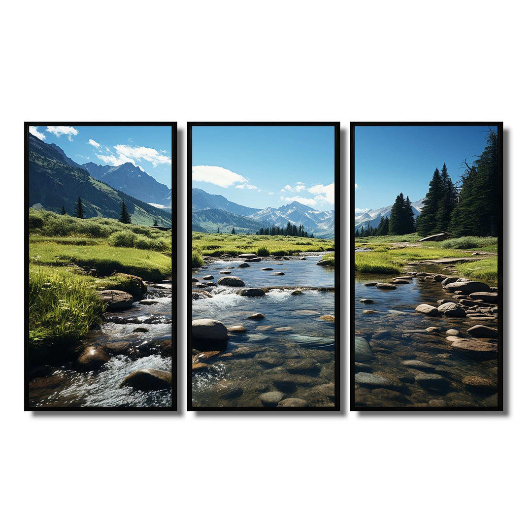 USA Rocky Mountain National Park River I - Canvas Multipanels Set of 3