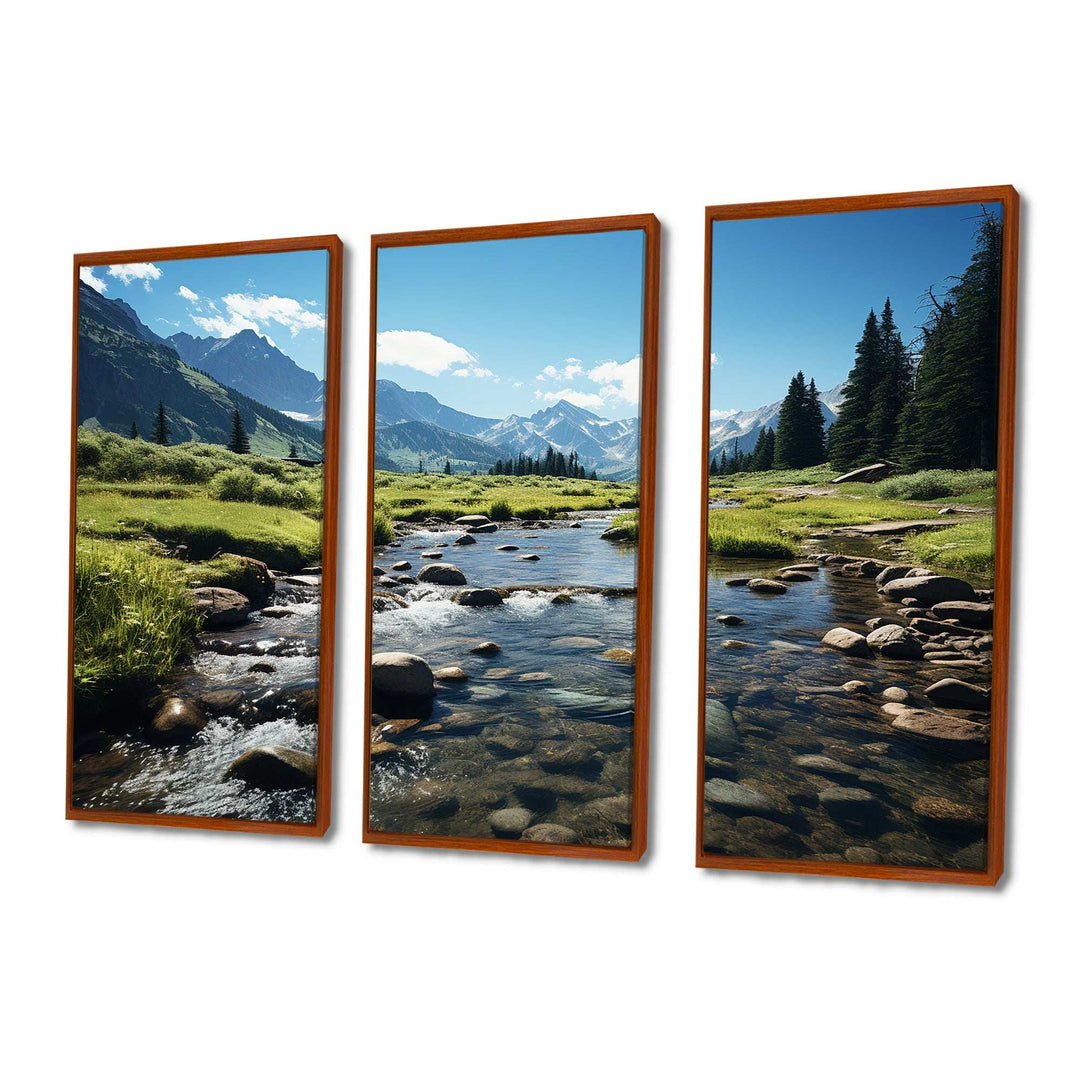 USA Rocky Mountain National Park River I - Canvas Multipanels Set of 3