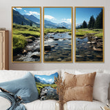 USA Rocky Mountain National Park River I - Canvas Multipanels Set of 3