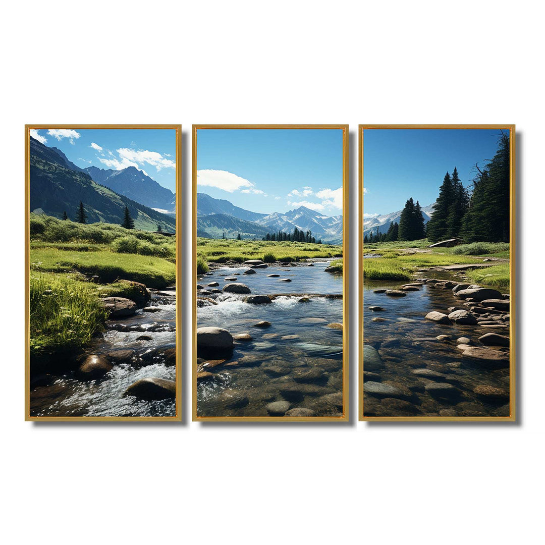 USA Rocky Mountain National Park River I - Canvas Multipanels Set of 3