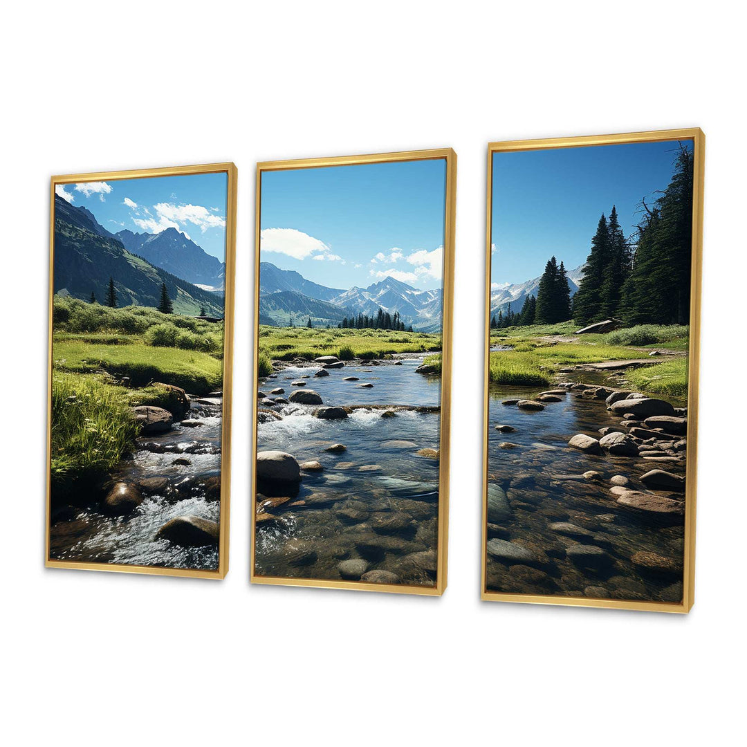 USA Rocky Mountain National Park River I - Canvas Multipanels Set of 3